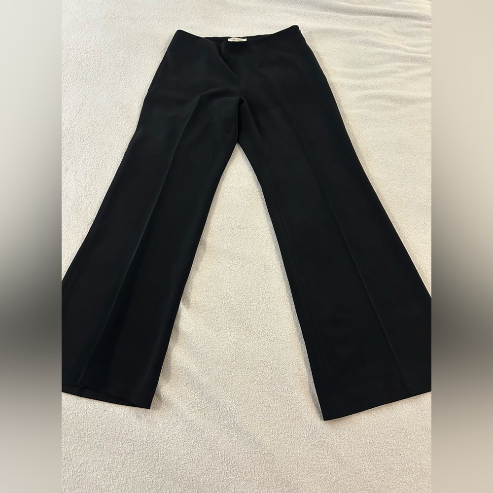 White House Black Market Wide Leg Trousers 10R Black Office Chic